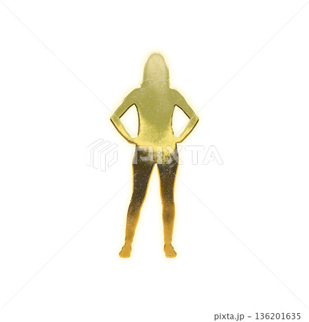 腰に手を当てる黄金の女性、アルファチャンネル 腰に手を当てる黄金の女性、アルファチャンネル 136201635