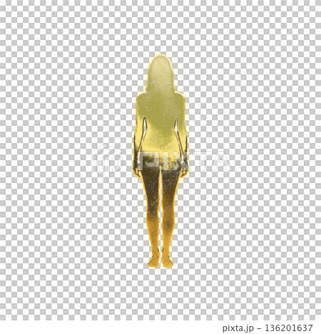 Golden woman standing upright, alpha channel 136201637