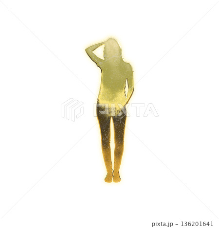 頭をかく黄金の女性、アルファチャンネル 136201641