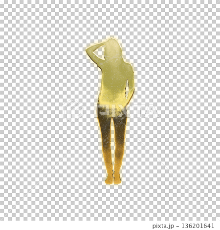 頭をかく黄金の女性、アルファチャンネル 136201641