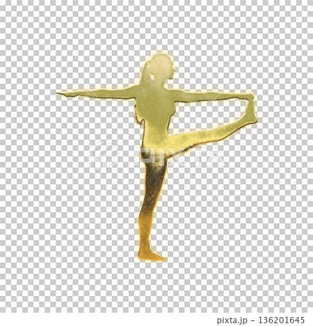 Golden woman balancing on tiptoes, Alpha channel Golden woman balancing on tiptoes, Alpha channel 136201645