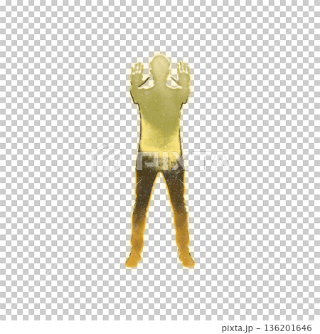 Golden man in stop pose, Alpha channel Golden man in stop pose, Alpha channel 136201646
