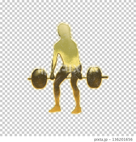 Golden woman doing deadlift, alpha channel 136201656