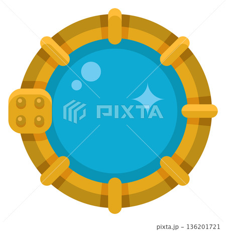 A gold and blue round object with a blue center 136201721