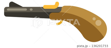A cartoonish gun with a yellow handle and a black barrel A cartoonish gun with a yellow handle and a black barrel 136201733