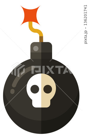 A black and white skull with a red and orange explosion in the background 136201741