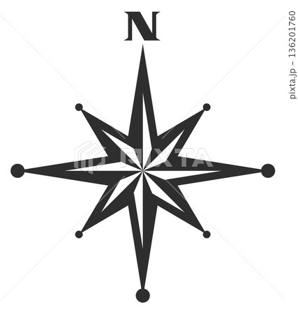 A black and white compass with the letter N on it A black and white compass with the letter N on it 136201760