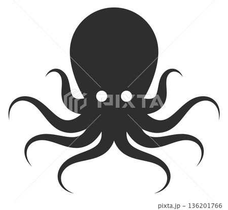 A black octopus with a large head and long tentacles A black octopus with a large head and long tentacles 136201766