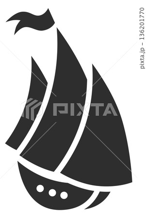 A black sailboat with a white flag A black sailboat with a white flag 136201770