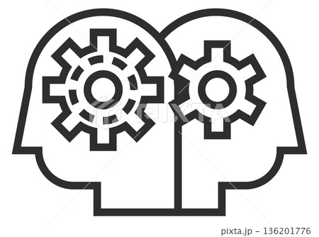 Two heads with gears on them 136201776