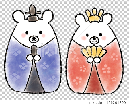 一幅慶祝女兒節的北極熊水彩插畫 一幅慶祝女兒節的北極熊水彩插畫 136201790