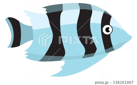 A cartoon fish with blue and black stripes A cartoon fish with blue and black stripes 136201807