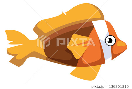 A cartoon fish with a white stripe on its side A cartoon fish with a white stripe on its side 136201810