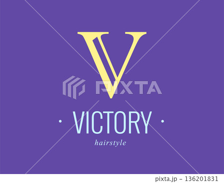 Logo, capital letter V. Monogram of Botanical Minimalistic, Initial. with Organic Plant Elements. 136201831