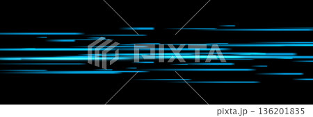 Abstract light speed effect lines on black background. Game futuristic shiny pattern with flowing bright blue rays on dark. Modern technology vector illustration 136201835