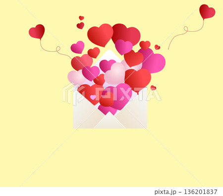 a love letter. garlands of balloons. an e-mail message. the couple is preparing for the wedding. a postcard or banner for Valentine's Day. A pair of loving hearts. Vector illustration. a love letter. garlands of balloons. an e-mail message. the couple is preparing for the wedding. a postcard or banner for Valentine's Day. A pair of loving hearts. Vector illustration. 136201837