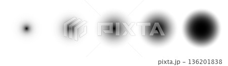 Shadow circles. Round black shades on floor or wall surface. Black blurred gradient balls. Minimalist vector illustrations set 136201838