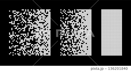 Big data abstract background. Digital black and white pixel pattern. Data loss or corruption. Vector illustration 136201840
