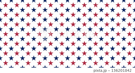 Stars background colored in USA flag colors. Red and blue stars isolated on white. Patriotic American-style pattern. Abstract seamless vector illustration for memorial day or election campaign Stars background colored in USA flag colors. Red and blue stars isolated on white. Patriotic American-style pattern. Abstract seamless vector illustration for memorial day or election campaign 136201842