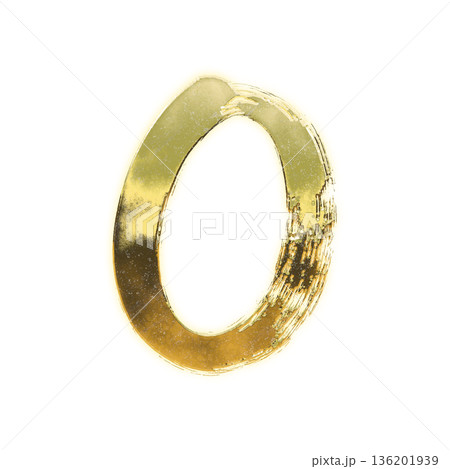 毛筆の黄金の数字「0」、アルファチャンネル 毛筆の黄金の数字「0」、アルファチャンネル 136201939