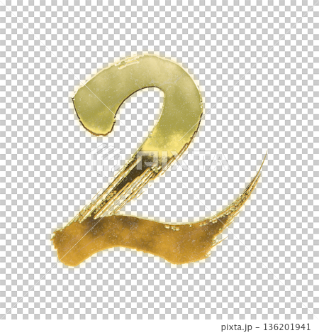 Golden calligraphy number "2", alpha channel Golden calligraphy number "2", alpha channel 136201941