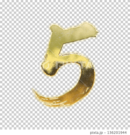 Golden calligraphy number "5", alpha channel Golden calligraphy number "5", alpha channel 136201944