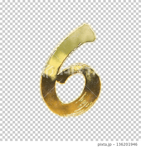 Golden calligraphy number "6", alpha channel Golden calligraphy number "6", alpha channel 136201946
