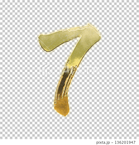 金色書法數字“7”,Alpha通道 金色書法數字“7”,Alpha通道 136201947