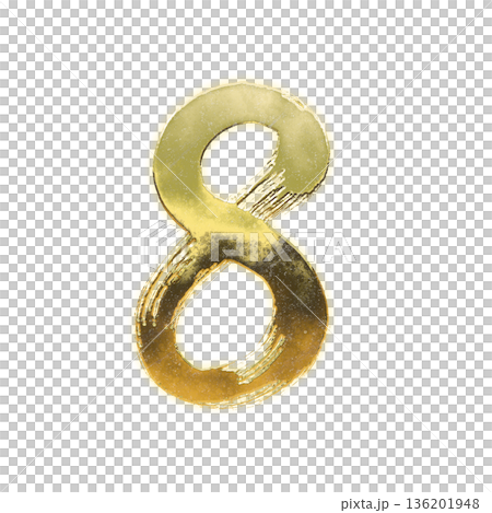 金色書法數字“8”,Alpha通道 金色書法數字“8”,Alpha通道 136201948