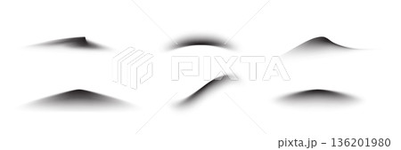 Realistic shadows of different shapes vector set. Collection of shadow effects with blurred soft edges isolated on transparent background 136201980