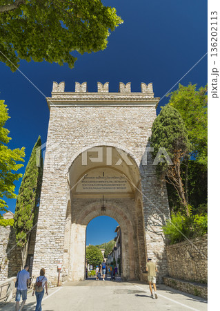 Porta Properzio ancient archway entrance to Assisi historic city 136202113