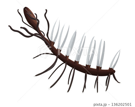 リアルなハルキゲニアのイラスト　カンブリア紀 136202501