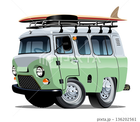 Vector Cartoon Camper Van Vector Cartoon Camper Van 136202561