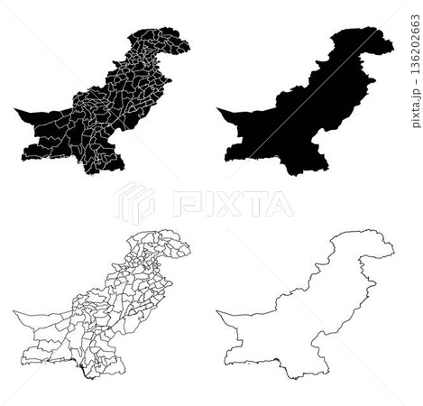 Pakistan with Administrative Divisions Outline and Solid Fill Map Set. Pakistan with Administrative Divisions Outline and Solid Fill Map Set. 136202663
