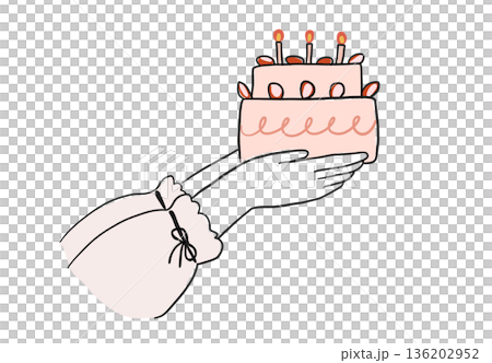 ケーキを差し出す女性の手 136202952