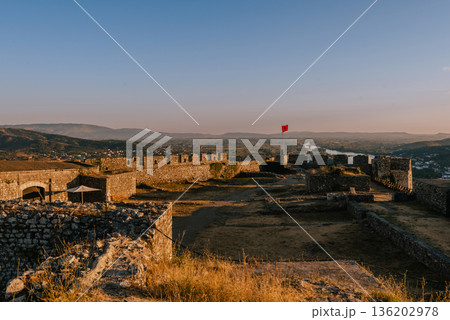 Rozafa Castle Ancient Ruins at Sunset 136202978