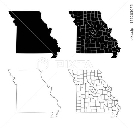 Missouri State Outline and Solid Fill Map Set. 136203076