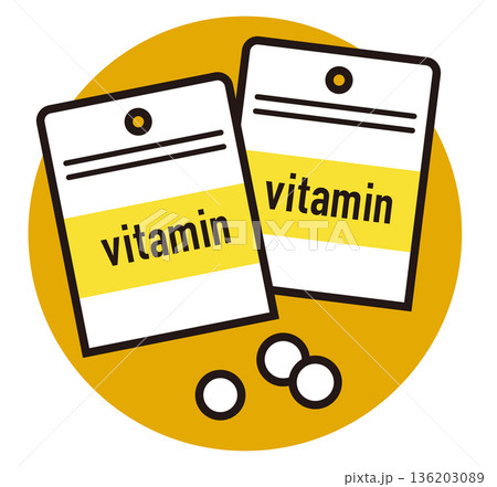 サプリメントのアイコン。ビタミンの錠剤。 136203089