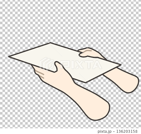 兩隻手接過一張白紙的插圖 兩隻手接過一張白紙的插圖 136203158
