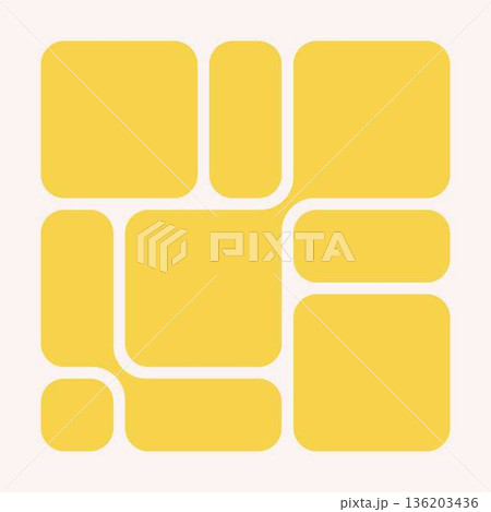 Trendy Bento Grid Vector Templates With Rounded Angles And Brick-Style Panels. Geometric Brutal Shapes In Different Sizes For Web Layouts And Modern Design Systems 136203436