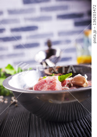 Fresh meat with salt and spice Fresh meat with salt and spice 136203472