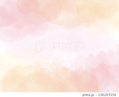 淡紅色とオレンジの水彩和紙背景｜やわらかな色重なりの和モダン素材 136203538