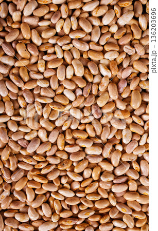 Raw Beans background, white beans on a table 136203696
