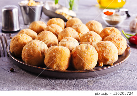 Falafel balls - healthy vegan dish made from ground chickpeas with corriander and parsley. 136203724
