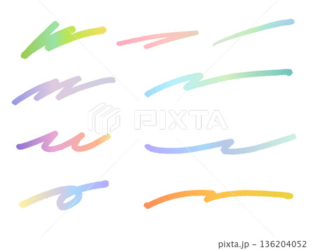 カラフルな手描き曲線のべクターラインセット 136204052