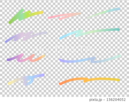 カラフルな手描き曲線のべクターラインセット 136204052