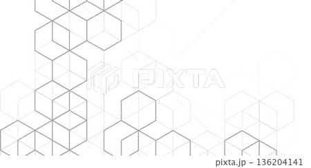 Technological white background. Abstract background of hexagons. Futuristic digital hi-technology banner. Vector illustration. 136204141