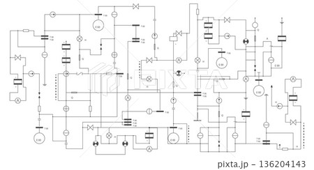 Electrical diagram. Technical drawing. Engineering industry. Vector illustration . 136204143
