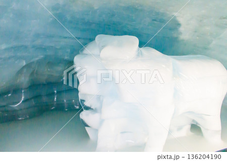 Ice sculptures in Ice Palace of Jungfraujoch Station in Switzerland 136204190