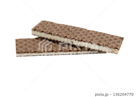 Sweet waffles on a white insulated background Sweet waffles on a white insulated background 136204770